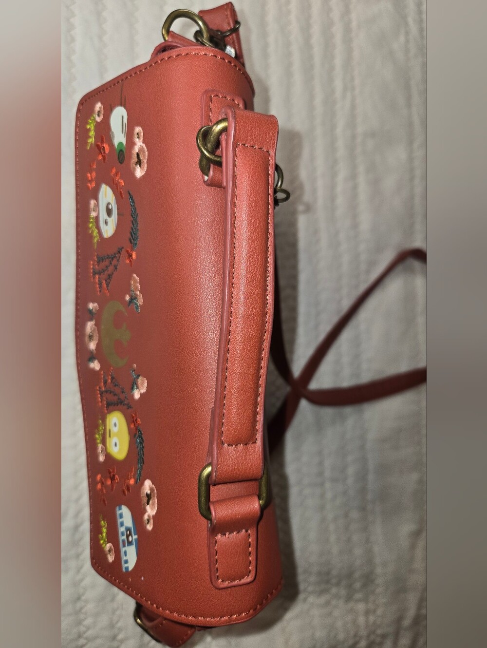 Loungefly Rust Floral Rebel Alliance Satchel - Picture 3 of 13